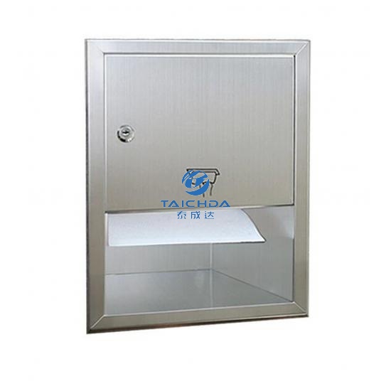 Hotel bathroom recessed hand towel dispenser made of SS304