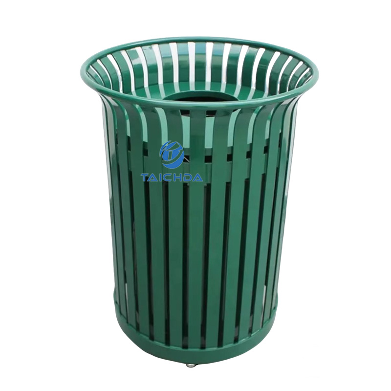 Outdoor metal trash can