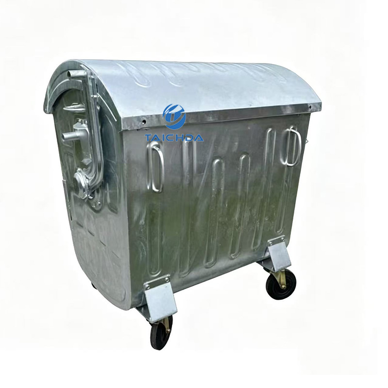 large capacity Metal movable Trash can outdoor garbage collection bin
