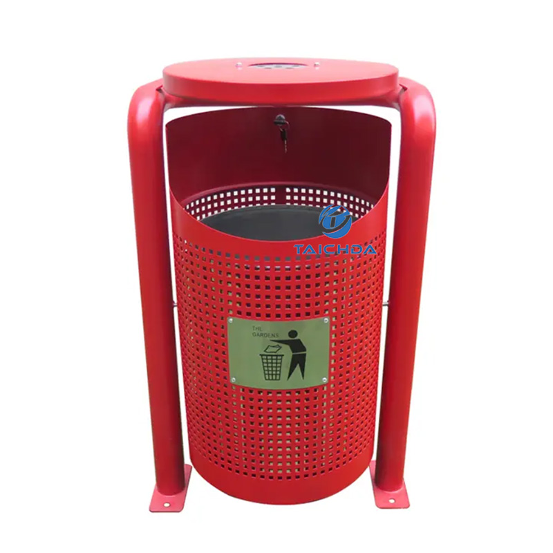 Perforated metal Trash Can