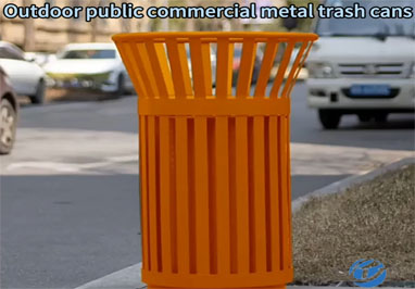 contenedor de basura metálico comercial público para exteriores