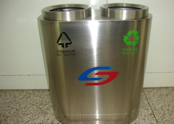 Contenedor de basura clasificable SS304 utilizado en el metro